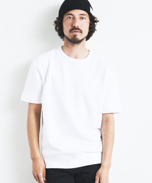 Magine（マージン）の「CTN RIB SWEAT TEE S/S:コットン 半袖スウェット TEE（Tシャツ/カットソー・メンズ・ブラック/ホワイト/グレー/ネイビー/グレイッシュベージュ・44/46/48）」の6枚目の写真