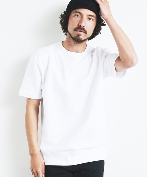 Magine（マージン）の「CTN RIB SWEAT TEE S/S:コットン 半袖スウェット TEE（Tシャツ/カットソー・メンズ・ブラック/ホワイト/グレー/ネイビー/グレイッシュベージュ・44/46/48）」の7枚目の写真