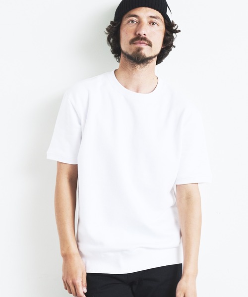 Magine（マージン）の「CTN RIB SWEAT TEE S/S:コットン 半袖スウェット TEE（Tシャツ/カットソー・メンズ・ブラック/ホワイト/グレー/ネイビー/グレイッシュベージュ・44/46/48）」の8枚目の写真