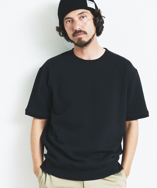 Magine（マージン）の「CTN RIB SWEAT TEE S/S:コットン 半袖スウェット TEE（Tシャツ/カットソー・メンズ・ブラック/ホワイト/グレー/ネイビー/グレイッシュベージュ・44/46/48）」の11枚目の写真