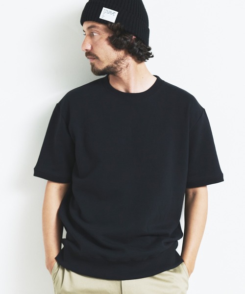 Magine（マージン）の「CTN RIB SWEAT TEE S/S:コットン 半袖スウェット TEE（Tシャツ/カットソー・メンズ・ブラック/ホワイト/グレー/ネイビー/グレイッシュベージュ・44/46/48）」の12枚目の写真