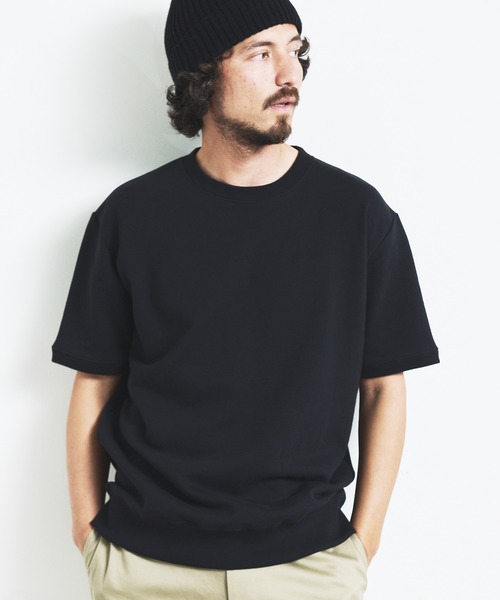 Magine（マージン）の「CTN RIB SWEAT TEE S/S:コットン 半袖スウェット TEE（Tシャツ/カットソー・メンズ・ブラック/ホワイト/グレー/ネイビー/グレイッシュベージュ・44/46/48）」の13枚目の写真
