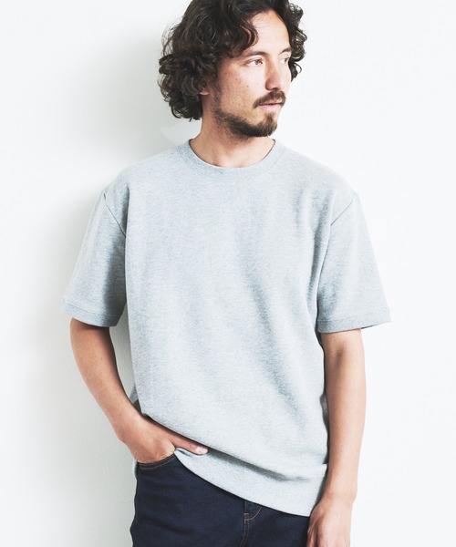 Magine（マージン）の「CTN RIB SWEAT TEE S/S:コットン 半袖スウェット TEE（Tシャツ/カットソー・メンズ・ブラック/ホワイト/グレー/ネイビー/グレイッシュベージュ・44/46/48）」の17枚目の写真