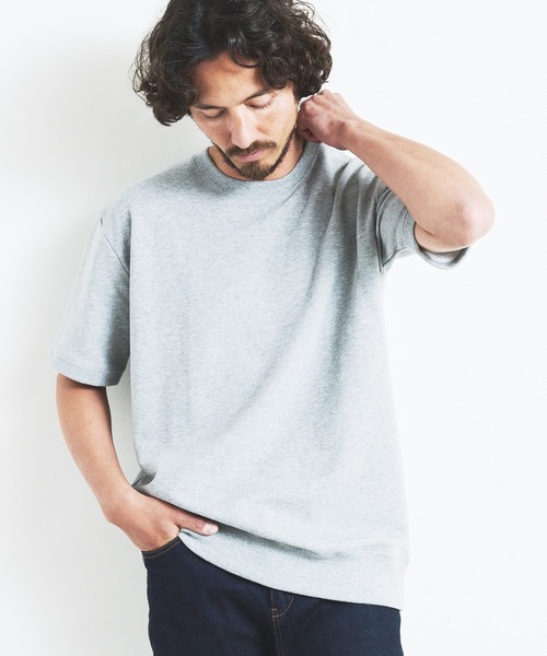 Magine（マージン）の「CTN RIB SWEAT TEE S/S:コットン 半袖スウェット TEE（Tシャツ/カットソー・メンズ・ブラック/ホワイト/グレー/ネイビー/グレイッシュベージュ・44/46/48）」の15枚目の写真