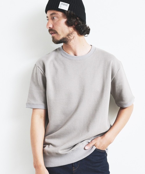 Magine（マージン）の「CTN RIB SWEAT TEE S/S:コットン 半袖スウェット TEE（Tシャツ/カットソー・メンズ・ブラック/ホワイト/グレー/ネイビー/グレイッシュベージュ・44/46/48）」の21枚目の写真