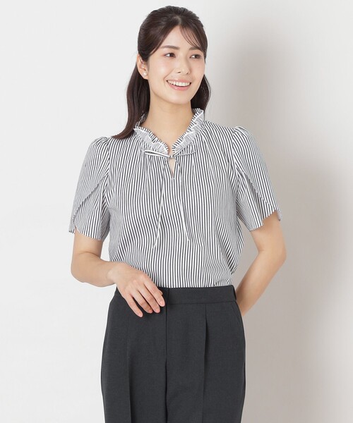 TO BE CHIC(トゥー ビー シック)の「カラミストライプ シャツブラウス(シャツ/ブラウス・レディース・ブルー/ダークネイビー/ピンク系その他2・42/40/38)」の3枚目の写真