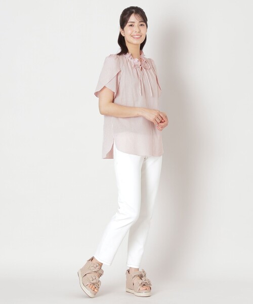 TO BE CHIC(トゥー ビー シック)の「カラミストライプ シャツブラウス(シャツ/ブラウス・レディース・ブルー/ダークネイビー/ピンク系その他2・42/40/38)」の4枚目の写真