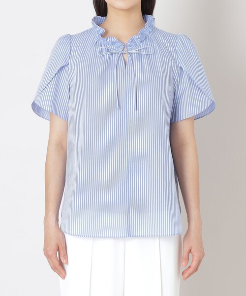 TO BE CHIC(トゥー ビー シック)の「カラミストライプ シャツブラウス(シャツ/ブラウス・レディース・ブルー/ダークネイビー/ピンク系その他2・42/40/38)」の7枚目の写真