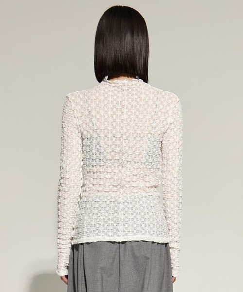 STUDIOUS（ステュディオス）の「【STUDIOUS/ステュディオス】Stretch Lace Skin Top/ストレッチレーススキントップス（Tシャツ/カットソー・レディース・ブラック/ホワイト・FREE）」の13枚目の写真