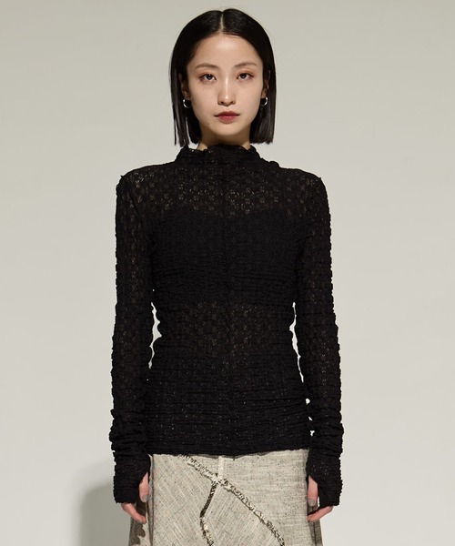 STUDIOUS（ステュディオス）の「【STUDIOUS/ステュディオス】Stretch Lace Skin Top/ストレッチレーススキントップス（Tシャツ/カットソー・レディース・ブラック/ホワイト・FREE）」の22枚目の写真