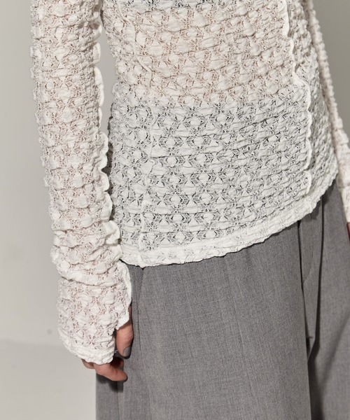 STUDIOUS（ステュディオス）の「【STUDIOUS/ステュディオス】Stretch Lace Skin Top/ストレッチレーススキントップス（Tシャツ/カットソー・レディース・ブラック/ホワイト・FREE）」の17枚目の写真