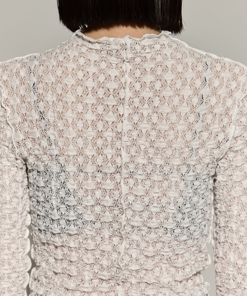 STUDIOUS（ステュディオス）の「【STUDIOUS/ステュディオス】Stretch Lace Skin Top/ストレッチレーススキントップス（Tシャツ/カットソー・レディース・ブラック/ホワイト・FREE）」の18枚目の写真