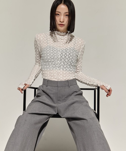 STUDIOUS（ステュディオス）の「【STUDIOUS/ステュディオス】Stretch Lace Skin Top/ストレッチレーススキントップス（Tシャツ/カットソー・レディース・ブラック/ホワイト・FREE）」の7枚目の写真