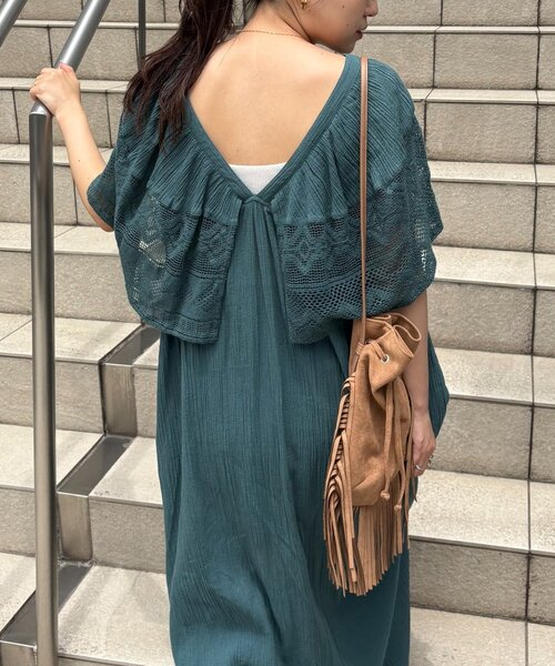 CIAOPANIC TYPY（チャオパニックティピー）の「【WEB限定】【india】肩レース2WAYワンピース（ワンピース・レディース・グリーン/アイボリー/ブラック・ONE SIZE）」の14枚目の写真