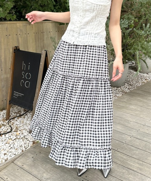 セール】ギンガムチェックティアードスカート（スカート）｜wears