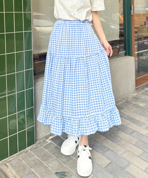 セール】ギンガムチェックティアードスカート（スカート