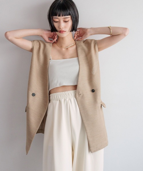 LOWRYS FARM(ローリーズファーム)の「リネンライクメッシュベスト 494025(ベスト・レディース・アイボリー/チャコールグレー/ブラウン・FREE)」の4枚目の写真