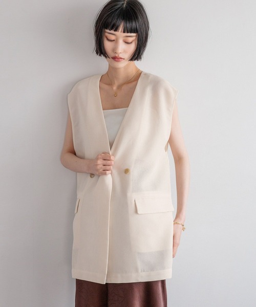 LOWRYS FARM(ローリーズファーム)の「リネンライクメッシュベスト 494025(ベスト・レディース・アイボリー/チャコールグレー/ブラウン・FREE)」の14枚目の写真