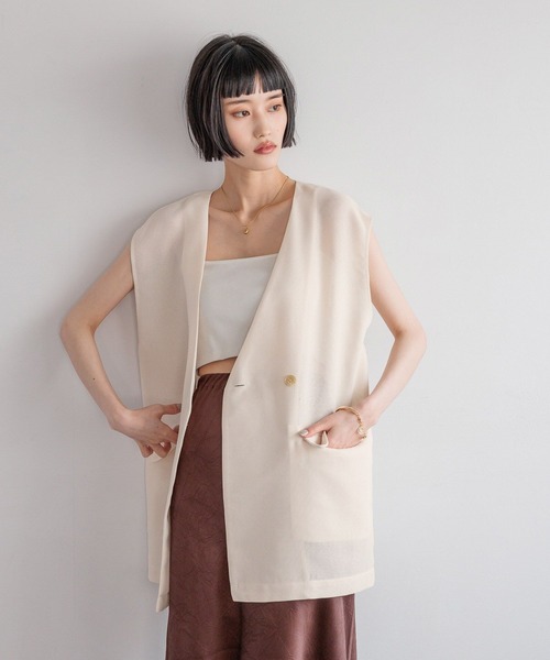 LOWRYS FARM(ローリーズファーム)の「リネンライクメッシュベスト 494025(ベスト・レディース・アイボリー/チャコールグレー/ブラウン・FREE)」の13枚目の写真