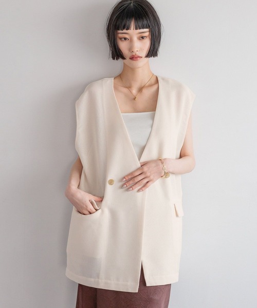 LOWRYS FARM(ローリーズファーム)の「リネンライクメッシュベスト 494025(ベスト・レディース・アイボリー/チャコールグレー/ブラウン・FREE)」の12枚目の写真