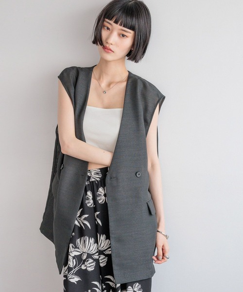 LOWRYS FARM(ローリーズファーム)の「リネンライクメッシュベスト 494025(ベスト・レディース・アイボリー/チャコールグレー/ブラウン・FREE)」の9枚目の写真