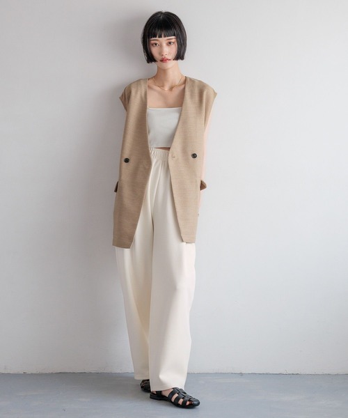 LOWRYS FARM(ローリーズファーム)の「リネンライクメッシュベスト 494025(ベスト・レディース・アイボリー/チャコールグレー/ブラウン・FREE)」の6枚目の写真