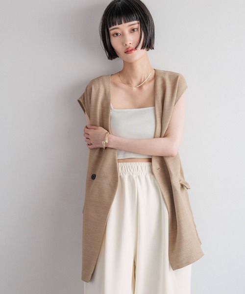 LOWRYS FARM(ローリーズファーム)の「リネンライクメッシュベスト 494025(ベスト・レディース・アイボリー/チャコールグレー/ブラウン・FREE)」の5枚目の写真