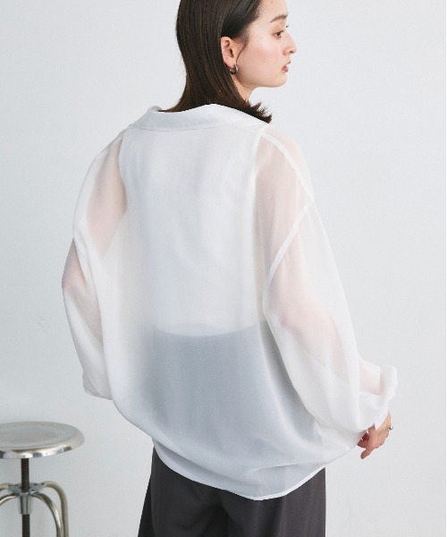 ad thie(アドティエ)の「オーバーシルエット シアーシャツ リブタンクトップセット(シャツ/ブラウス・レディース・オフホワイト/ライトブルー/ブラック/ピンク/ライトグレー・FREE)」の7枚目の写真
