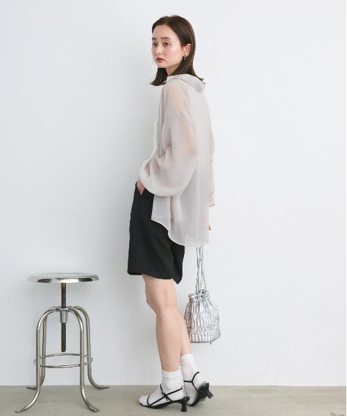 ad thie(アドティエ)の「オーバーシルエット シアーシャツ リブタンクトップセット(シャツ/ブラウス・レディース・オフホワイト/ライトブルー/ブラック/ピンク/ライトグレー・FREE)」の20枚目の写真