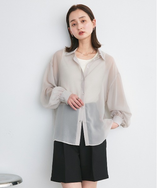ad thie(アドティエ)の「オーバーシルエット シアーシャツ リブタンクトップセット(シャツ/ブラウス・レディース・オフホワイト/ライトブルー/ブラック/ピンク/ライトグレー・FREE)」の19枚目の写真