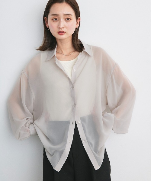 ad thie(アドティエ)の「オーバーシルエット シアーシャツ リブタンクトップセット(シャツ/ブラウス・レディース・オフホワイト/ライトブルー/ブラック/ピンク/ライトグレー・FREE)」の18枚目の写真