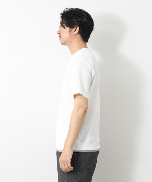 NOLLEY’S(ノーリーズ)の「【IRM】《吸水速乾/UVカット》ワッフルフェイクレイヤードTee 25SS(Tシャツ/カットソー・メンズ・ネイビー/グレイッシュブルー/ベビーピンク/ブラック/ホワイト/ベージュ・M/L/XL/S)」の8枚目の写真