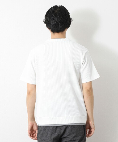 NOLLEY’S(ノーリーズ)の「【IRM】《吸水速乾/UVカット》ワッフルフェイクレイヤードTee 25SS(Tシャツ/カットソー・メンズ・ネイビー/グレイッシュブルー/ベビーピンク/ブラック/ホワイト/ベージュ・M/L/XL/S)」の9枚目の写真