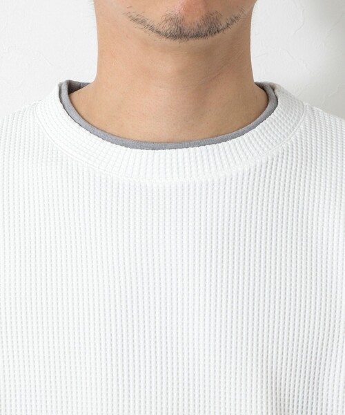 NOLLEY’S(ノーリーズ)の「【IRM】《吸水速乾/UVカット》ワッフルフェイクレイヤードTee 25SS(Tシャツ/カットソー・メンズ・ネイビー/グレイッシュブルー/ベビーピンク/ブラック/ホワイト/ベージュ・M/L/XL/S)」の13枚目の写真