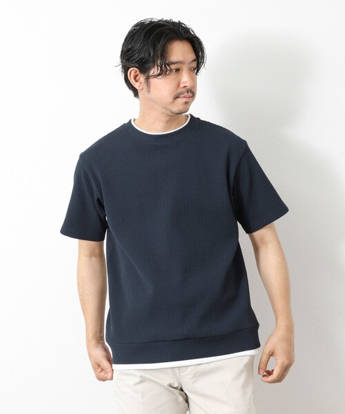 NOLLEY’S(ノーリーズ)の「【IRM】《吸水速乾/UVカット》ワッフルフェイクレイヤードTee 25SS(Tシャツ/カットソー・メンズ・ネイビー/グレイッシュブルー/ベビーピンク/ブラック/ホワイト/ベージュ・M/L/XL/S)」の15枚目の写真