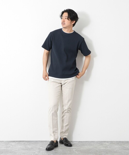NOLLEY’S(ノーリーズ)の「【IRM】《吸水速乾/UVカット》ワッフルフェイクレイヤードTee 25SS(Tシャツ/カットソー・メンズ・ネイビー/グレイッシュブルー/ベビーピンク/ブラック/ホワイト/ベージュ・M/L/XL/S)」の20枚目の写真