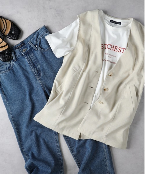 Right-on（ライトオン）の「【HONEYSUCKLE ROSE】フレアベスト（その他トップス・レディース・ダークグレー/キナリ・L/M）」の5枚目の写真