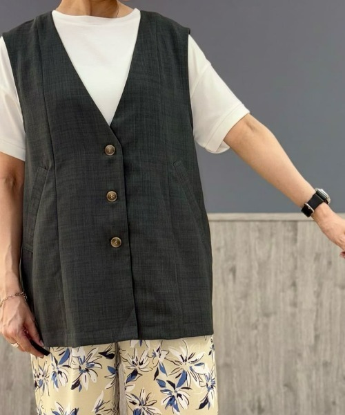 Right-on（ライトオン）の「【HONEYSUCKLE ROSE】フレアベスト（その他トップス・レディース・ダークグレー/キナリ・L/M）」の10枚目の写真