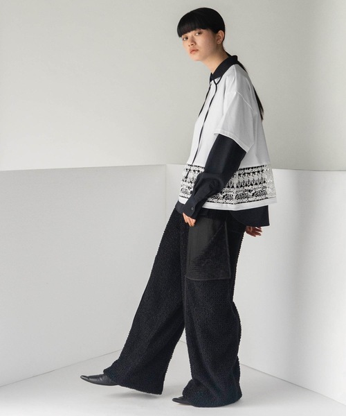 mintdesigns（ミントデザインズ）の「LACE T-SHIRT（Tシャツ/カットソー・レディース・ネイビー/ホワイト・ONE SIZE）」の7枚目の写真