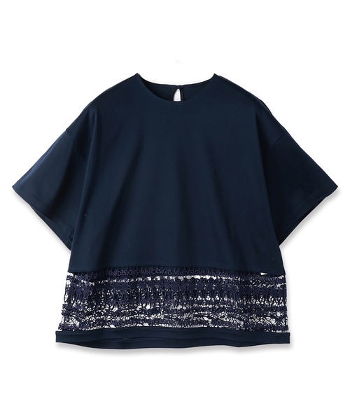 mintdesigns（ミントデザインズ）の「LACE T-SHIRT（Tシャツ/カットソー・レディース・ネイビー/ホワイト・ONE SIZE）」の6枚目の写真