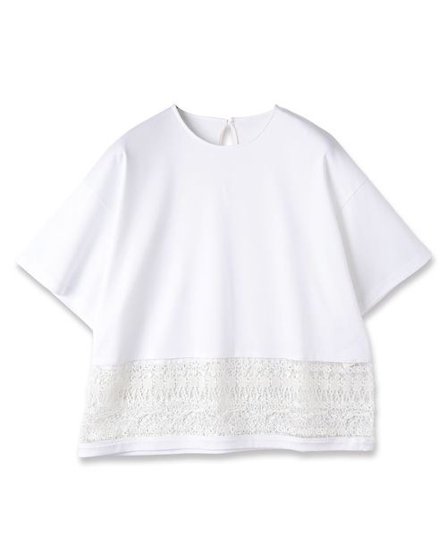 mintdesigns（ミントデザインズ）の「LACE T-SHIRT（Tシャツ/カットソー・レディース・ネイビー/ホワイト・ONE SIZE）」の4枚目の写真