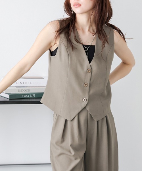 AMELY（エミリー）の「選べる テーラードジャケット・ベスト・ワイドパンツ（その他トップス・レディース・ブラウン/グレー/ホワイト/ブラック/ホワイト系その他2/ブラック系その他2/グレー系その他2/ブラウン系その他2/ブラック系その他/グレー系その他/ブラウン系その他/ホワイト系その他・フリー/M/L）」の10枚目の写真