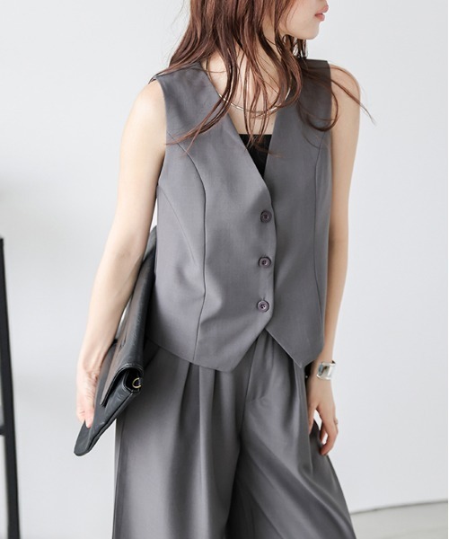 AMELY（エミリー）の「選べる テーラードジャケット・ベスト・ワイドパンツ（その他トップス・レディース・ブラウン/グレー/ホワイト/ブラック/ホワイト系その他2/ブラック系その他2/グレー系その他2/ブラウン系その他2/ブラック系その他/グレー系その他/ブラウン系その他/ホワイト系その他・フリー/M/L）」の7枚目の写真