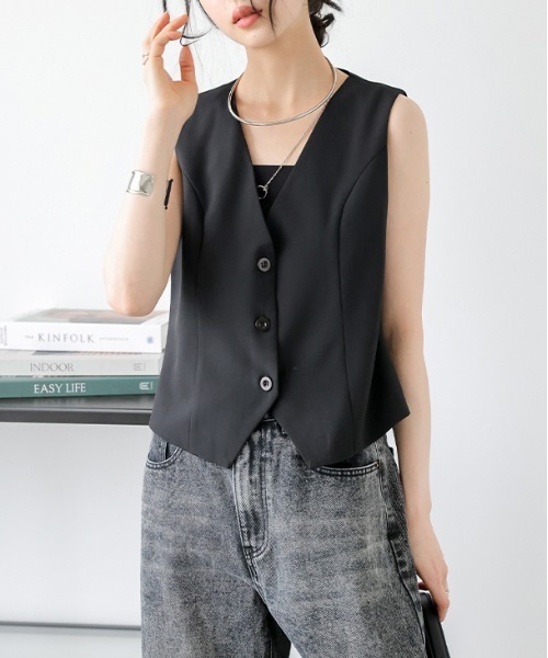 AMELY（エミリー）の「選べる テーラードジャケット・ベスト・ワイドパンツ（その他トップス・レディース・ブラウン/グレー/ホワイト/ブラック/ホワイト系その他2/ブラック系その他2/グレー系その他2/ブラウン系その他2/ブラック系その他/グレー系その他/ブラウン系その他/ホワイト系その他・フリー/M/L）」の4枚目の写真