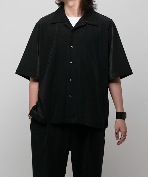 Lui's（ルイス）の「コードピケオープンカラーシャツ（シャツ/ブラウス・メンズ・ブラック/ライトグレー・M/S）」の21枚目の写真