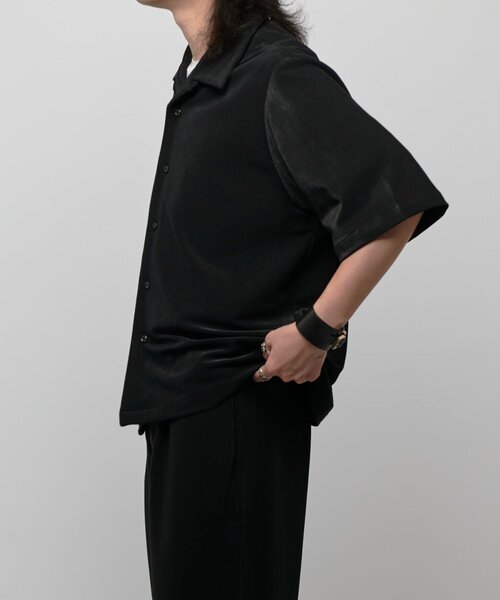 Lui's（ルイス）の「コードピケオープンカラーシャツ（シャツ/ブラウス・メンズ・ブラック/ライトグレー・M/S）」の22枚目の写真