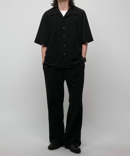 Lui's（ルイス）の「コードピケオープンカラーシャツ（シャツ/ブラウス・メンズ・ブラック/ライトグレー・M/S）」の6枚目の写真