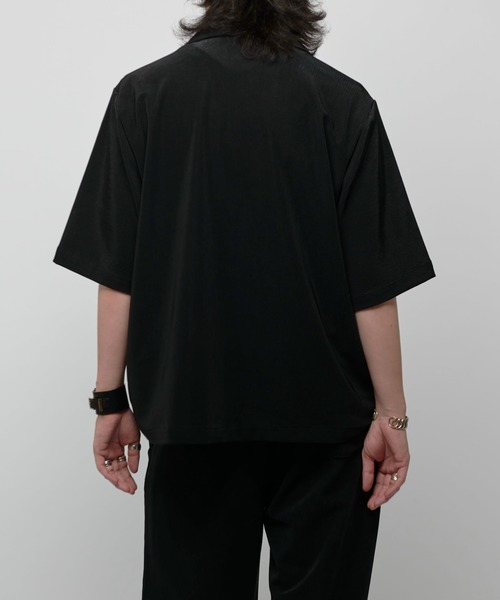 Lui's（ルイス）の「コードピケオープンカラーシャツ（シャツ/ブラウス・メンズ・ブラック/ライトグレー・M/S）」の5枚目の写真