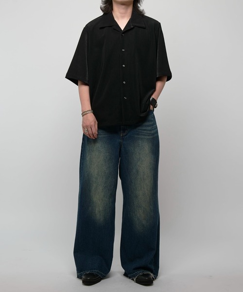 Lui's（ルイス）の「コードピケオープンカラーシャツ（シャツ/ブラウス・メンズ・ブラック/ライトグレー・M/S）」の15枚目の写真