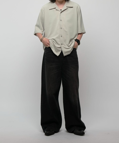 Lui's（ルイス）の「コードピケオープンカラーシャツ（シャツ/ブラウス・メンズ・ブラック/ライトグレー・M/S）」の19枚目の写真